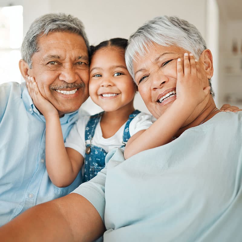 Smiling Hispanic family